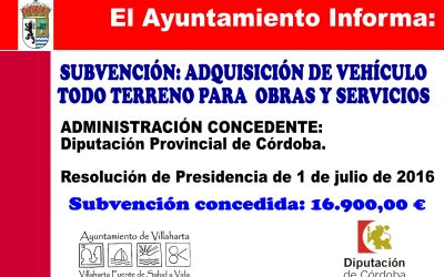 SUBVENCIÓN CONCEDIDA POR DIPUTACIÓN DE CÓRDOBA