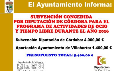 SUBVENCIÓN CONCEDIDA POR DIPUTACIÓN DE CÓRDOBA