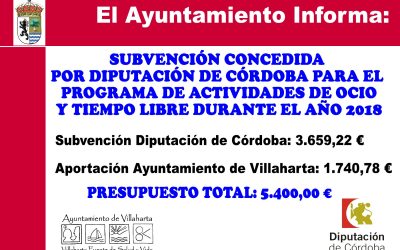 SUBVENCIÓN RECIBIDAS DE DIPUTACIÓN DE CÓRDOBA