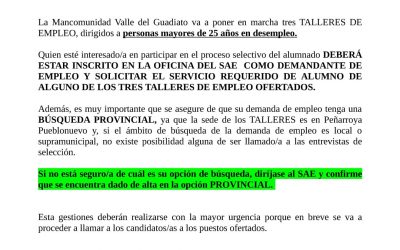 TALLER DE EMPLEO.