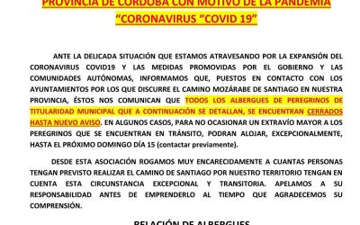 COMUNICADO CIERRE DE ALBERGUES MUNICIPALES DEL CAMINO DE SANTIAGO