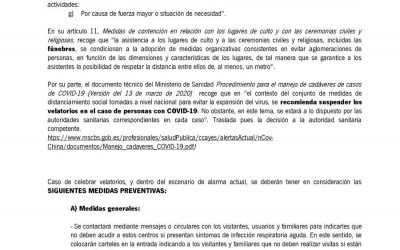 MEDIDAS DE CONTENCIÓN EN LA CELEBRACIÓN DE FUNERALES