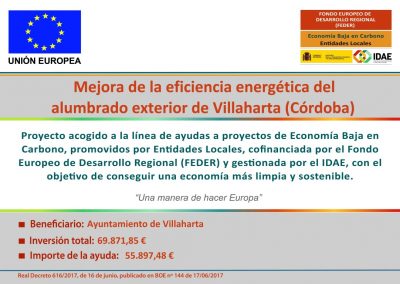 SUBVENCIÓN CONCEDIDA PARA EL PROYECTO DE MEJORA ENERGÉTICA DEL ALUMBRADO EXTERIOR 1