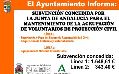 SUBVENCIONES CONCEDIDAS PARA EL MANTENIMIENTO DE LA AGRUPACIÓN DE PROTECCIÓN CIVIL