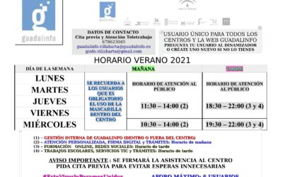 HORARIOS DE VERANO CENTRO GUADALINFO