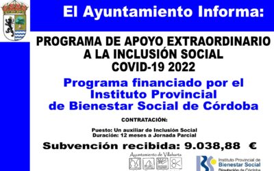 SUBVENCIÓN RECIBIDA. PROGRAMA INCLUSIÓN SOCIAL