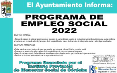 FINANCIACIÓN PROGRAMA EMPLEO SOCIAL 2022