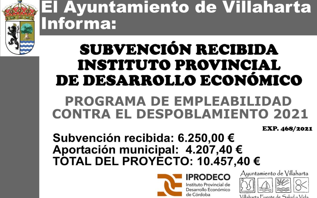 SUBVENCIÓN RECIBIDA. IPRODECO