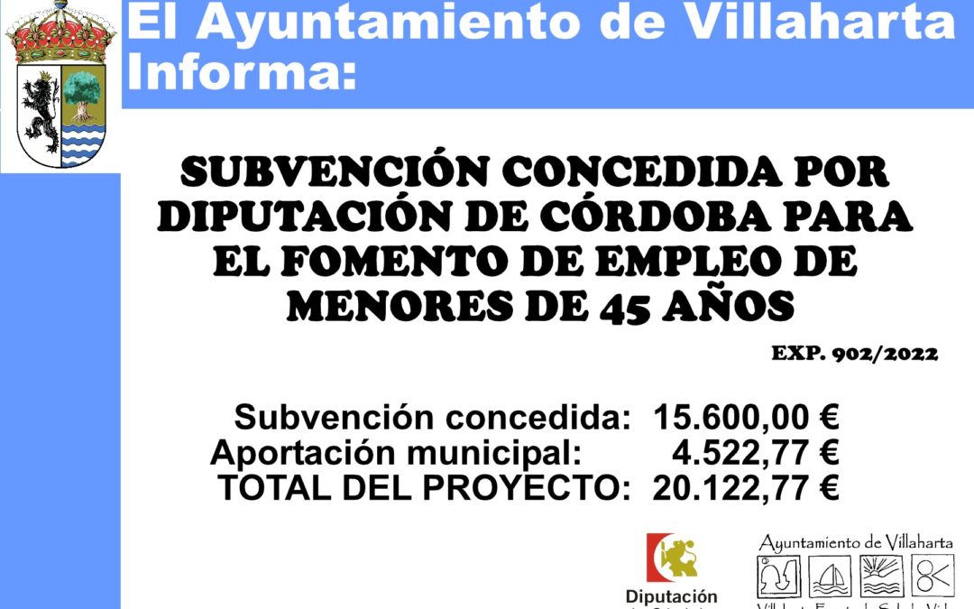 SUBVENCIÓN RECIBIDA. FOMENTO DEL EMPLEO MENORES DE 45 AÑOS