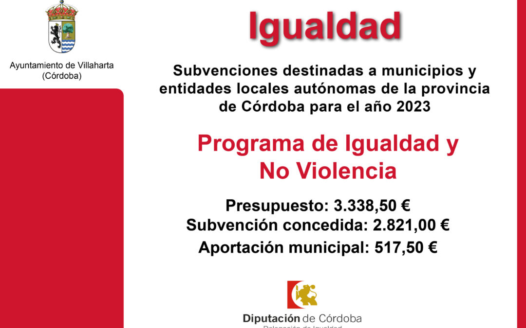 SUBVENCIONES RECIBIDAS. PROGRAMA DE IGUALDAD