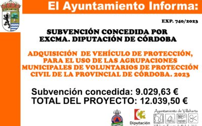 SUBVENCIÓN CONCEDIDA. VEHÍCULO DE PROTECCIÓN CIVIL