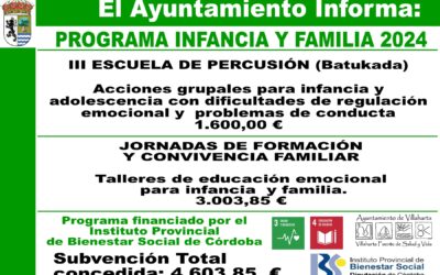 SUBVENCIÓN CONCEDIDA. PROGRAMA INFANCIA Y FAMILIA