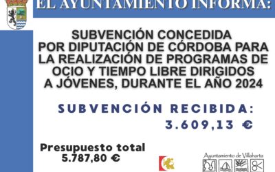 SUBVENCIÓN RECIBIDA. PROGRAMAS DE OCIO Y TIEMPO LIBRE