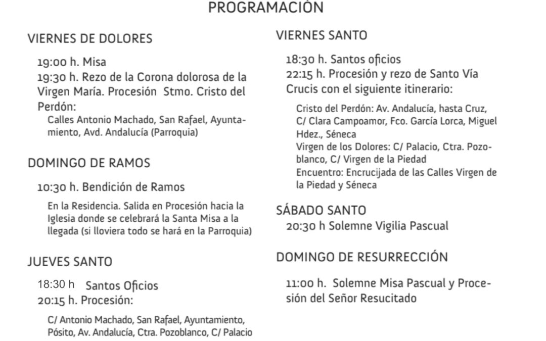 PROGRAMACIÓN SEMANA SANTA 2025